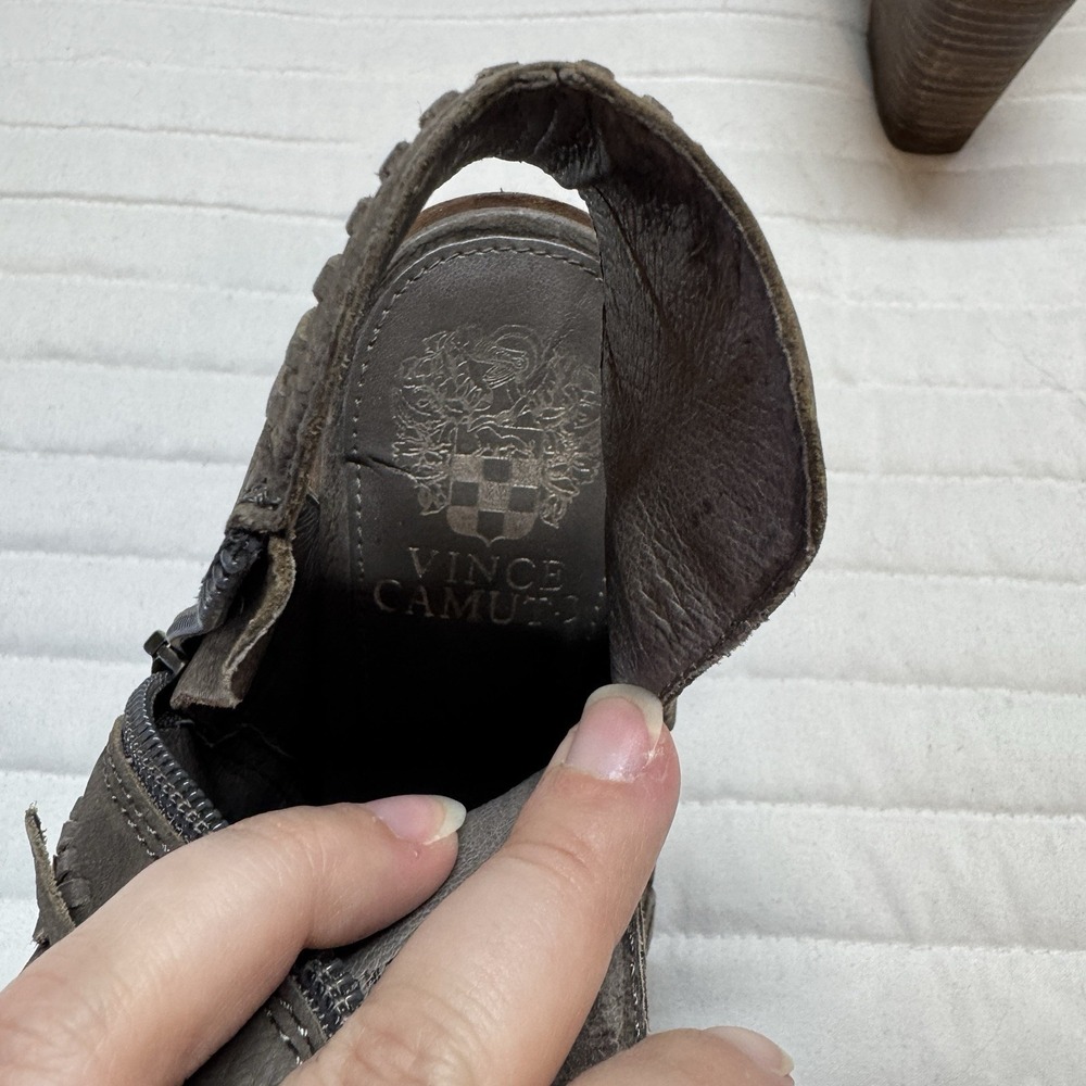 Vince Camuto Karinta Open-toe Slingback Bootie Grey Suede 4" Heel 7M - Picture 8 of 12